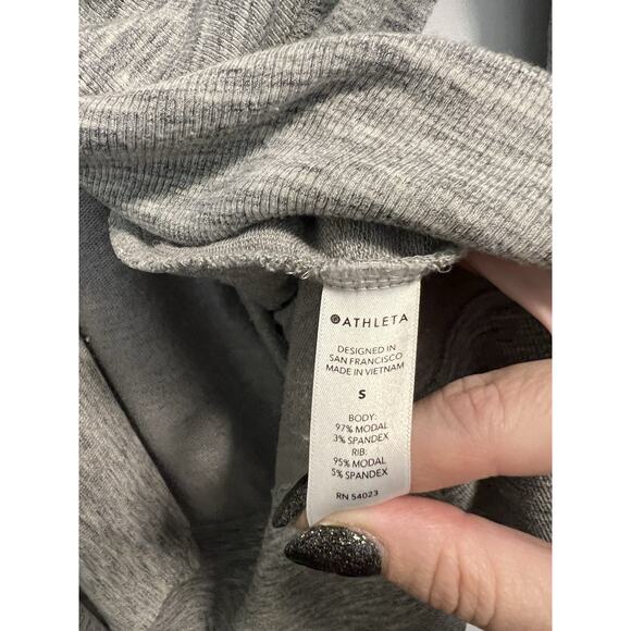 Athleta | Open Front Heather Gray Cardigan Sweater Pockets Thumb Holes- Size S - Picture 3 of 6